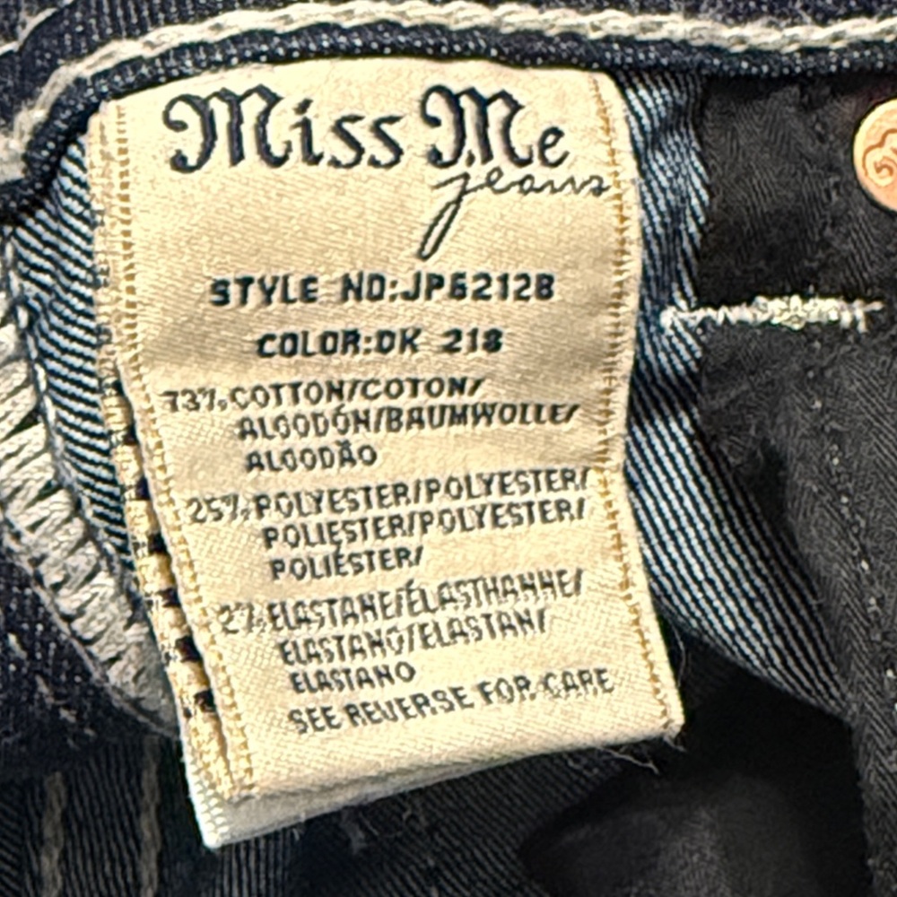 Miss Me Boot Cut Jeans Signature Rise Womens 27 Flap Pocket Embellished Festival - Picture 9 of 11